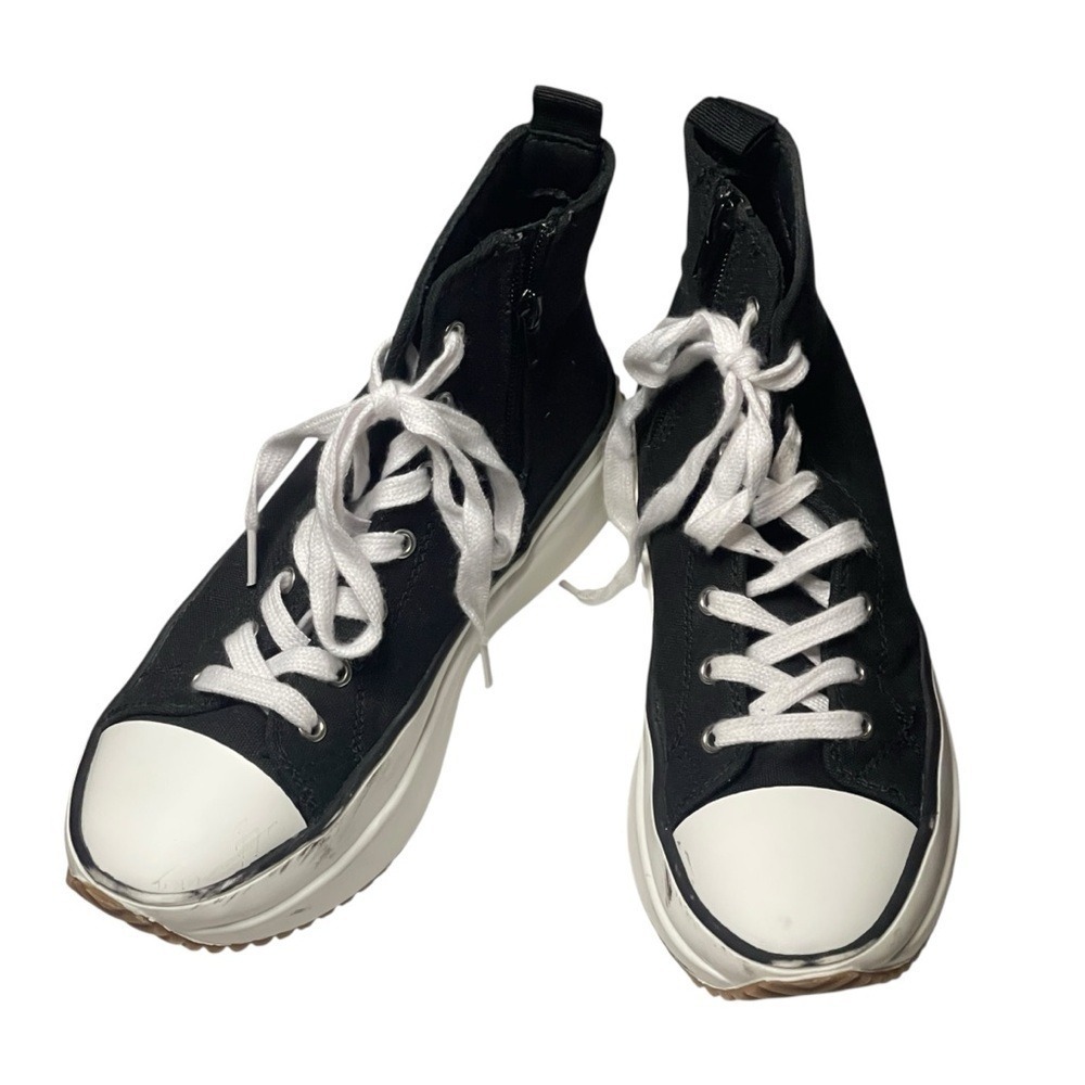 STEVE MADDEN GIRL Black High Top Platform Canvas Sneakers, Size 4